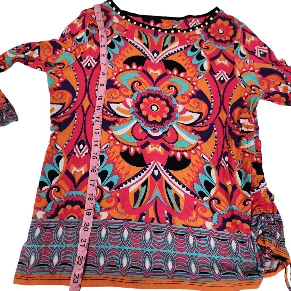 Ruby Rd Petite Ruched Boho Top - Picture 5 of 7